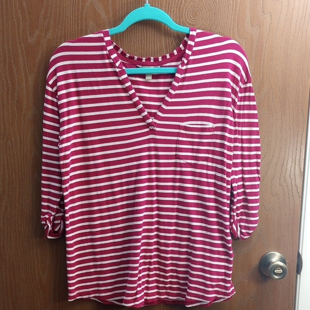 Banana Republic Red and White Striped Top
